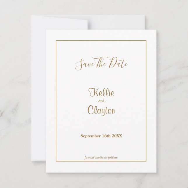 White Simple Framed Save the Date (Front)