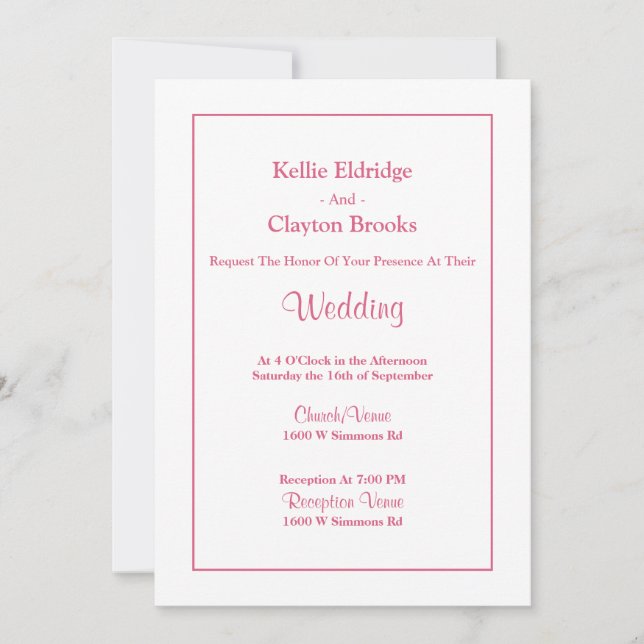 White Simple Framed Wedding Invitation (Front)