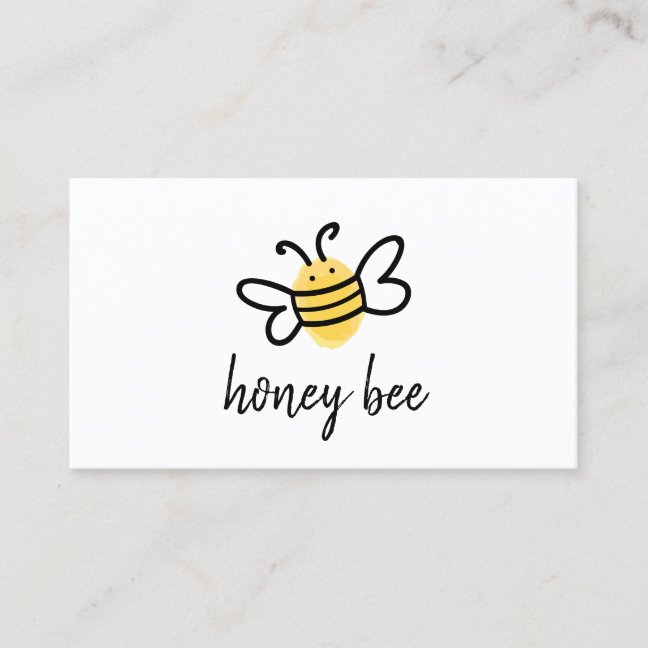 White Simple Honey Bee Business Card