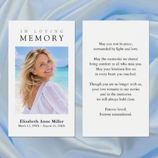 White Simple In Loving Memory Photo Sympathy Card