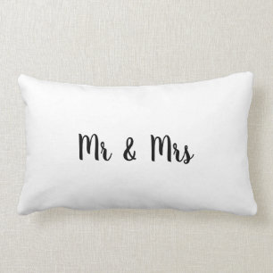 white simple minimal text style wedding lumbar pillow