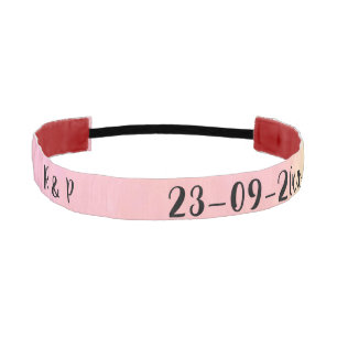 white simple minimal text style wedding pink yello athletic headband