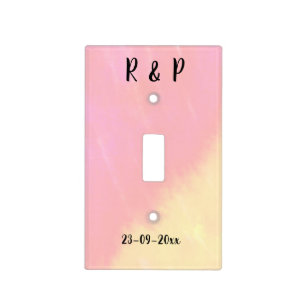 white simple minimal text style wedding pink yello light switch cover