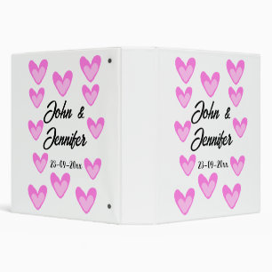 white simple minimal text style wedding pinkheart 3 ring binder