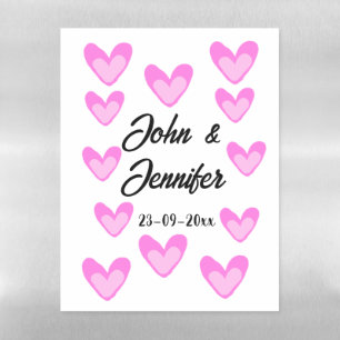 white simple minimal text style wedding pinkheart  magnetic dry erase sheet
