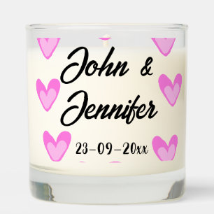 white simple minimal text style wedding pinkheart scented candle
