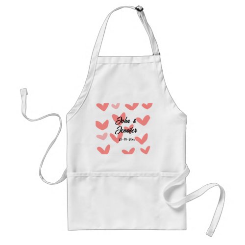 white simple minimal text style wedding red heart  adult apron