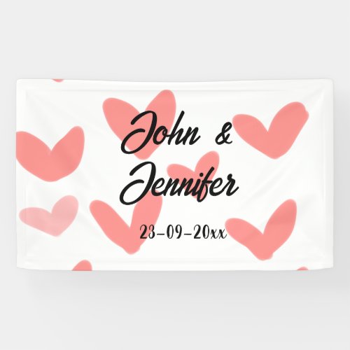 white simple minimal text style wedding red heart  banner