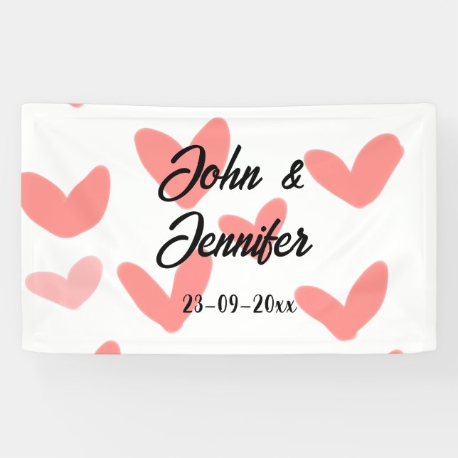 white simple minimal text style wedding red heart  banner (Horizontal)