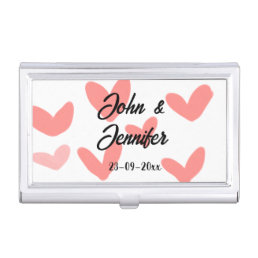 white simple minimal text style wedding red heart  business card case