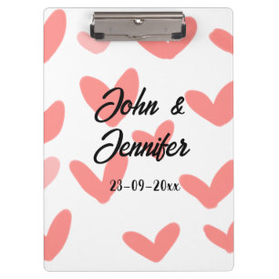 white simple minimal text style wedding red heart clipboard