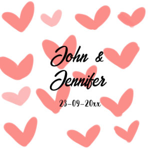 white simple minimal text style wedding red heart cutout