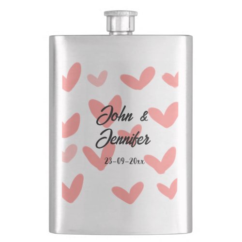 white simple minimal text style wedding red heart  flask