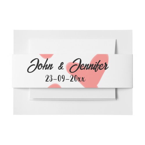 white simple minimal text style wedding red heart  invitation belly band