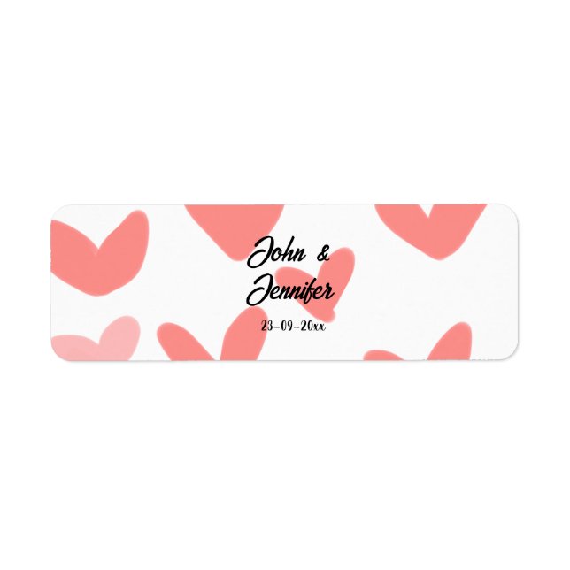 white simple minimal text style wedding red heart  label (Front)