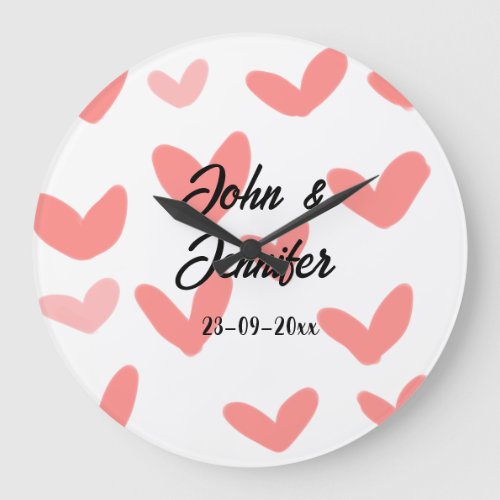 white simple minimal text style wedding red heart  large clock