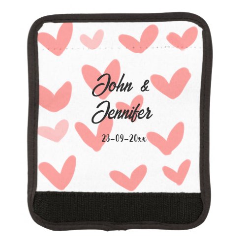 white simple minimal text style wedding red heart  luggage handle wrap