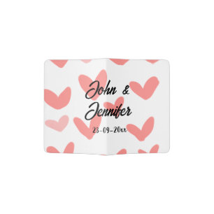 white simple minimal text style wedding red heart passport holder