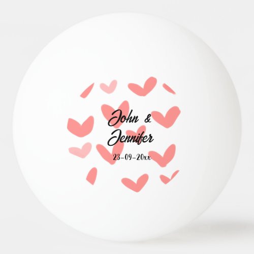 white simple minimal text style wedding red heart  ping pong ball