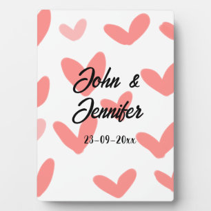white simple minimal text style wedding red heart plaque