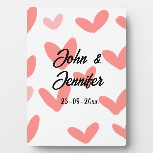 white simple minimal text style wedding red heart  plaque