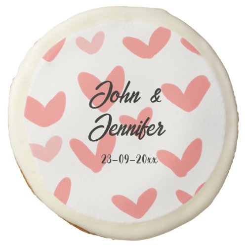 white simple minimal text style wedding red heart  sugar cookie