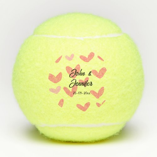 white simple minimal text style wedding red heart  tennis balls