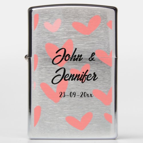 white simple minimal text style wedding red heart  zippo lighter