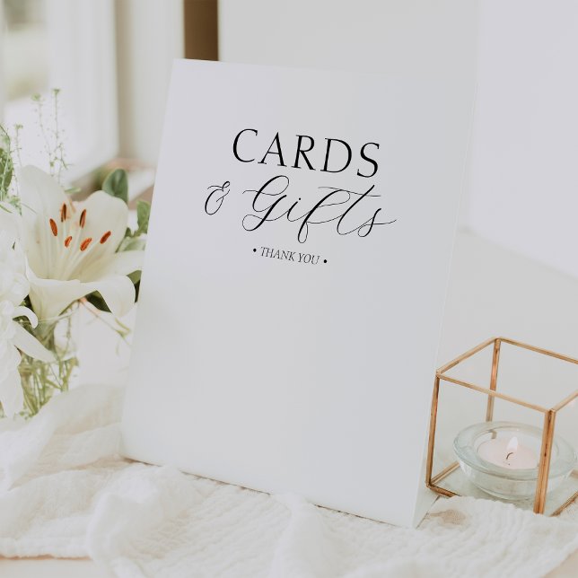 White Simple Minimalist Baby Shower Cards & Gifts Pedestal Sign (Creator Uploaded)