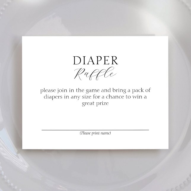 White Simple Minimalist Baby Shower Diaper Raffle Enclosure Card (Creator Uploaded)