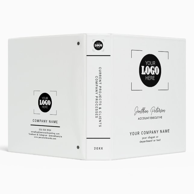 White simple minimalist custom company logo 3 ring binder (Background)