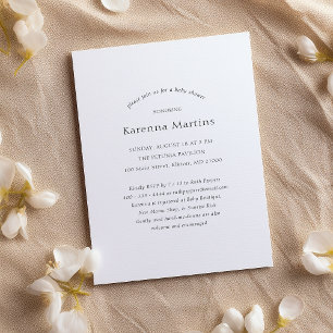 White Simple Minimalist Gender Neutral Baby Shower Invitation