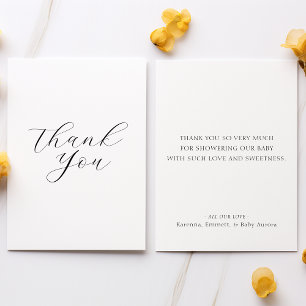 White Simple Minimalist Script Baby Shower Thank You Card