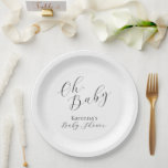 White Simple Minimalist Script Oh Baby Shower Paper Plates<br><div class="desc">Introducing our White Simple Minimalist Script Oh Baby Shower Paper Plates- a seamless blend of classic traditional and understated modern aesthetics. Featuring a neutral bright palette of white backgrounds and delicate black calligraphy paired with sophisticated serif fonts, giving a whimsical yet polished style to your customized baby shower or baby...</div>