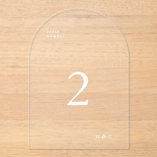 White Simple Modern Acrylic Arch Table Number