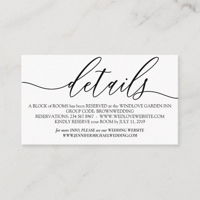 White Simple Modern Add Photo Wedding Details Enclosure Card