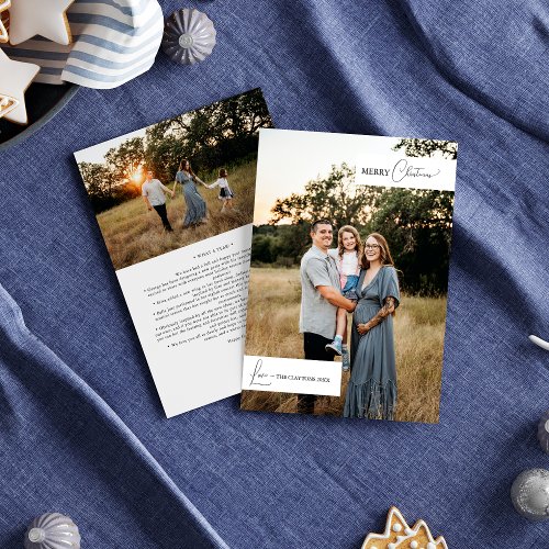 White Simple Modern Christmas Family Portrait Holiday Card