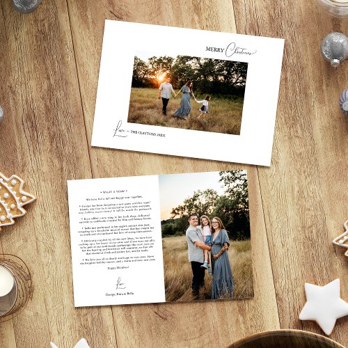 White Simple Modern Christmas Photo and Letter Holiday Card