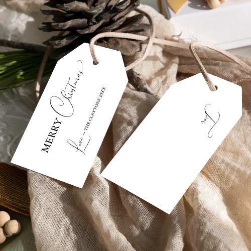 White Simple Modern Merry Christmas Gift Tags