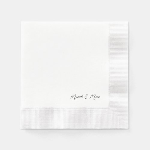 White Simple Modern Script Names Coined Napkins
