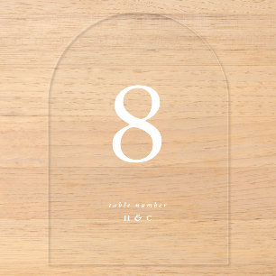 White Simple Modern Wedding Acrylic Table Numbers