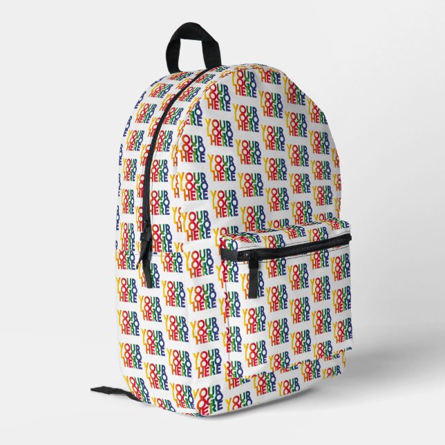 White Simple Personalized Business Logo Swag Printed Backpack (Back Corner Left)