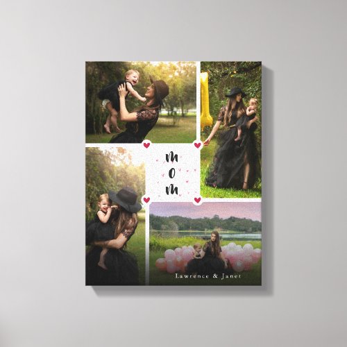 White Simple Personalized Love You Collage Photo Canvas Print