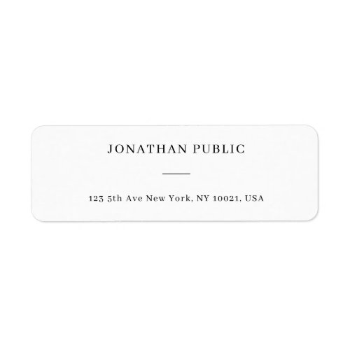 White Simple Personalized Template Return Address Label