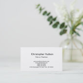 White Simple Plain Business Card (Standing Front)