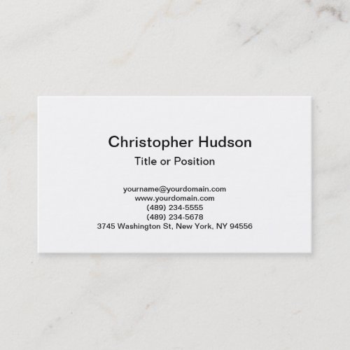 White Simple Plain Business Card