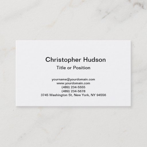 Customizable White Simple Plain Business Card
