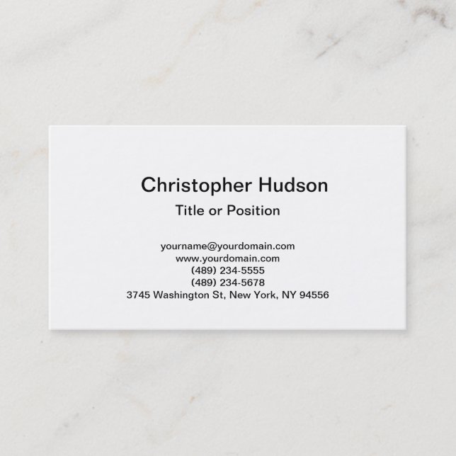 White Simple Plain Business Card (Front)