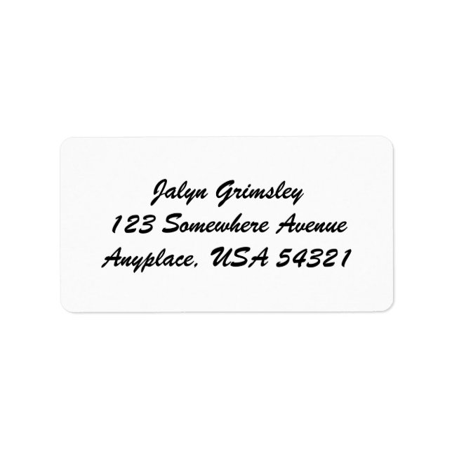 White Simple Plain Cursive Address Labels (Front)