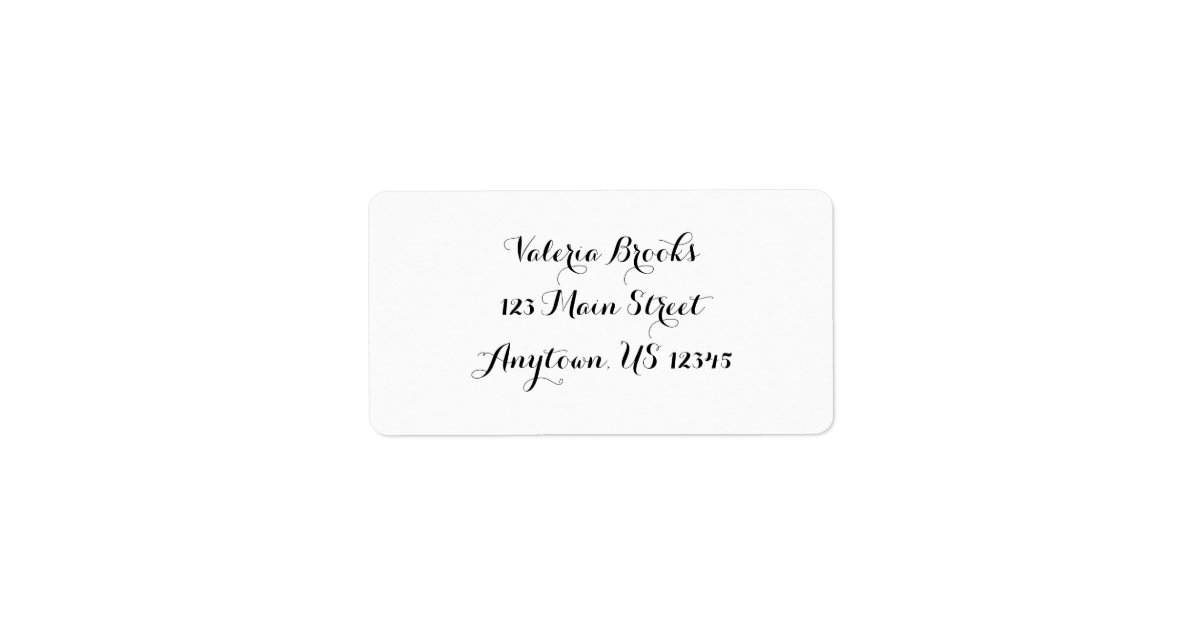 Address Label Cursive White Simple Plain Cursive Return Address Labels | Zazzle